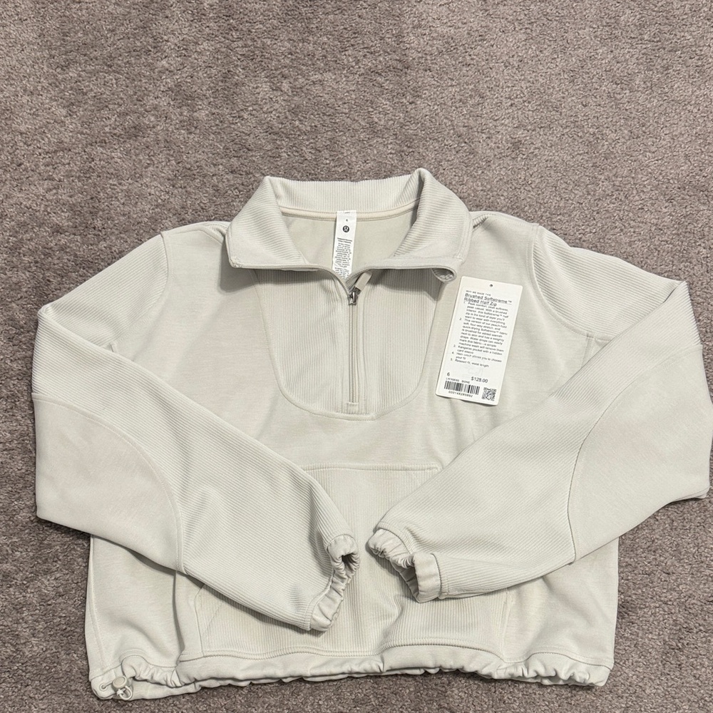 Lululemon Brushed Softstreme Ribbed Half Zip-Bone